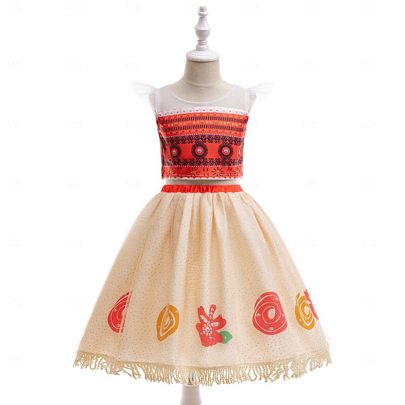 Moana Princess Moana Skirt T-shirt Carnival Costume Movie TV Theme Costumes Movie Cosplay for Girls' Kid's Carnival Children's Day World Book Day Party Birthday Beach2