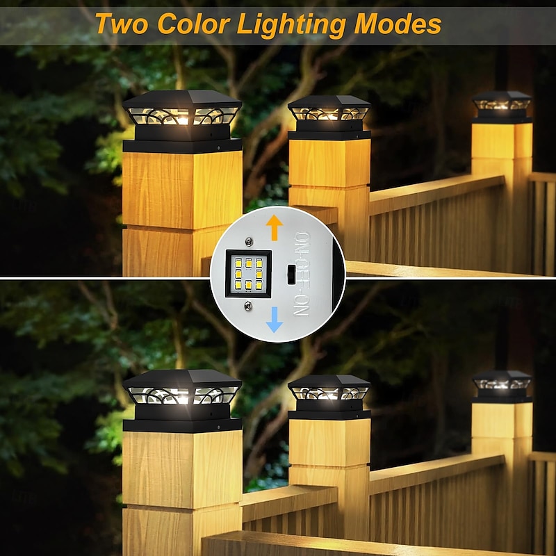 Solar Column Headlight Fence Light - Outdoor Post Garden & Courtyard Light for Wooden Stake Fence, Villa Decoration, 4/5-Inch Column Lamp 1pc2