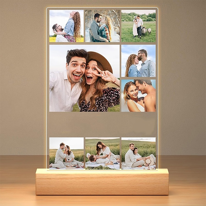 Personalized Ligt Up Photo Frame Custom Valentines Acrylic Night Light USB Powered for Valentine's Day Anniversary Gifts for Lovers Birthday Boyfriends Girlfriends and Family4