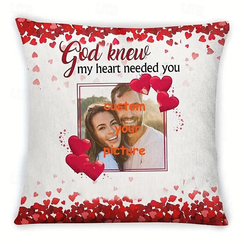 Valentine's Day Custom Pillow Cover Personalized Gift Photo Memorial Love Cushion Cover Throw Pillow Gift for Her/Him
