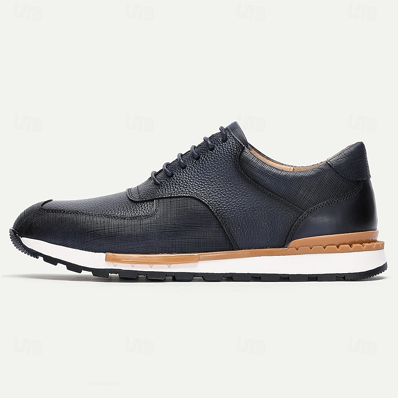 Men's Premium Cowhide Leather Sneakers with Contrasting Sole – Stylish Casual and Sporty Footwear for Everyday Wear4