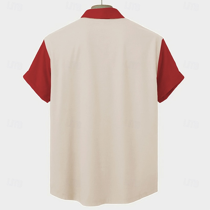 Men's Fish Casual Shirt Button Up Shirt Short Sleeve Fashion Casual Casual Summer Spring Turndown Button Up Red Blue2