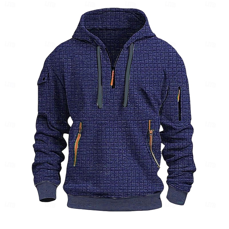 Men's Waffle Hoodies Hoodie Black Navy Blue Green Khaki Light Grey Hooded Plain Pocket Sports & Outdoor Daily Holiday Streetwear Cool Casual Spring &  Fall Clothing Apparel Hoodies Sweatshirts3