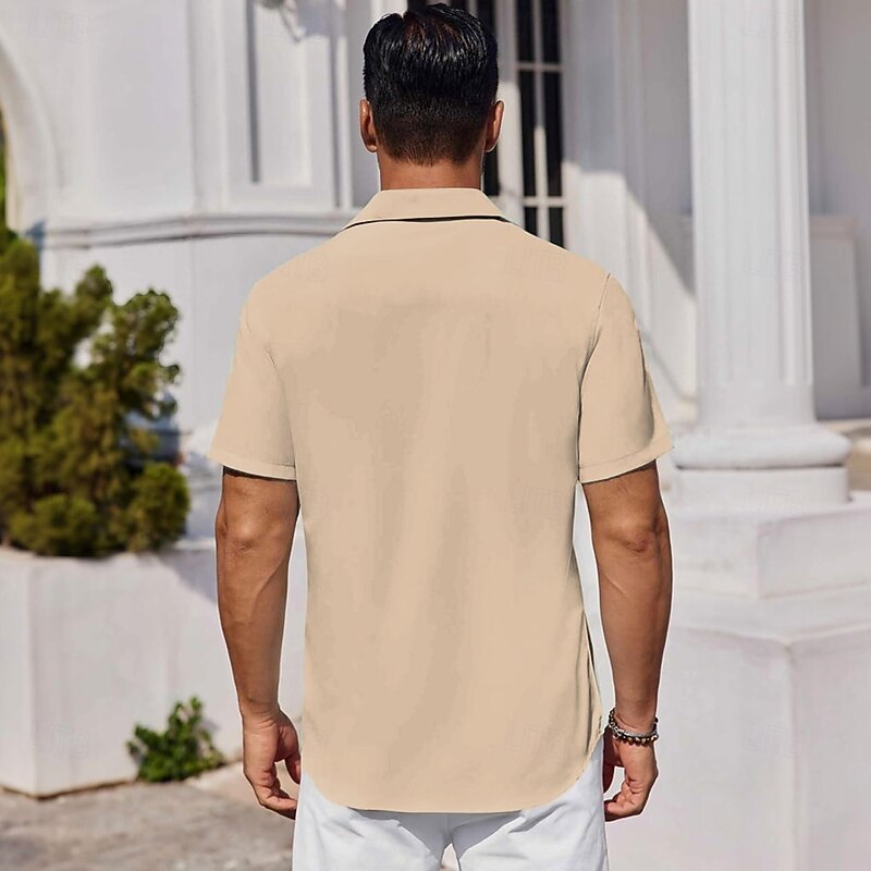 Men's Color Block Snake Casual Shirt Bowling Shirt Button Up Shirt Short Sleeve Artistic Abstract Causal Casual Spring Fall Turndown Button Up Beige2
