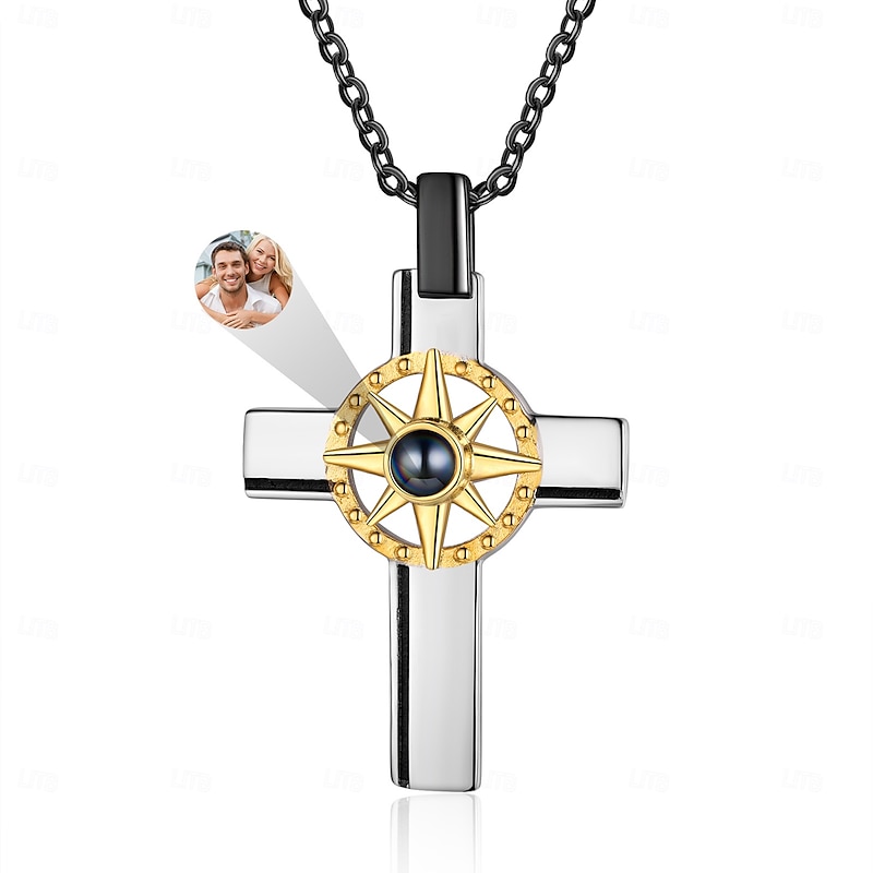 Personalized Photo Projection Necklace Custom Best Gift for Mom - Durable Copper Pendant with Projection Stone, Perfect Wedding Gift for Couples