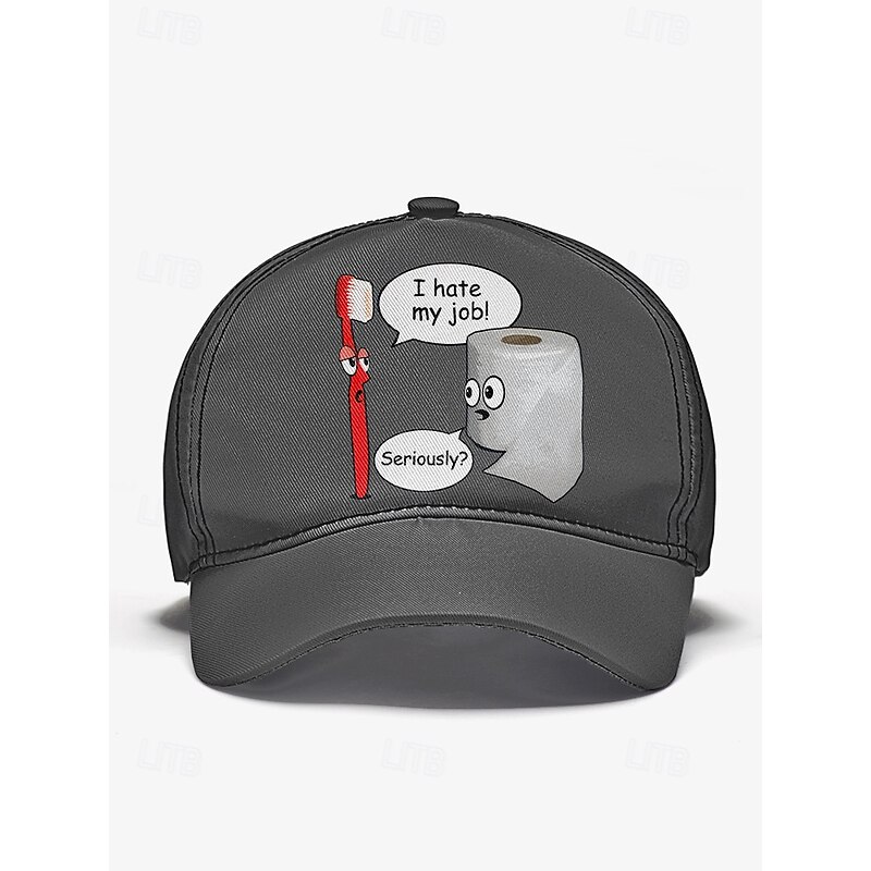 Funny Printed Baseball Cap with Toothbrush and Toilet Paper Cartoon Design, Adjustable Hat for Men and Women, Perfect for Casual Wear, Humor Gifts, and Everyday Style3
