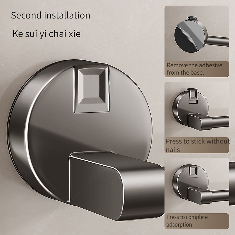 Suction Cup Towel Rack Bathroom No Punching Bathroom Towel Pole Bath Towel Wall Mounted Storage Rack Storage Rack2