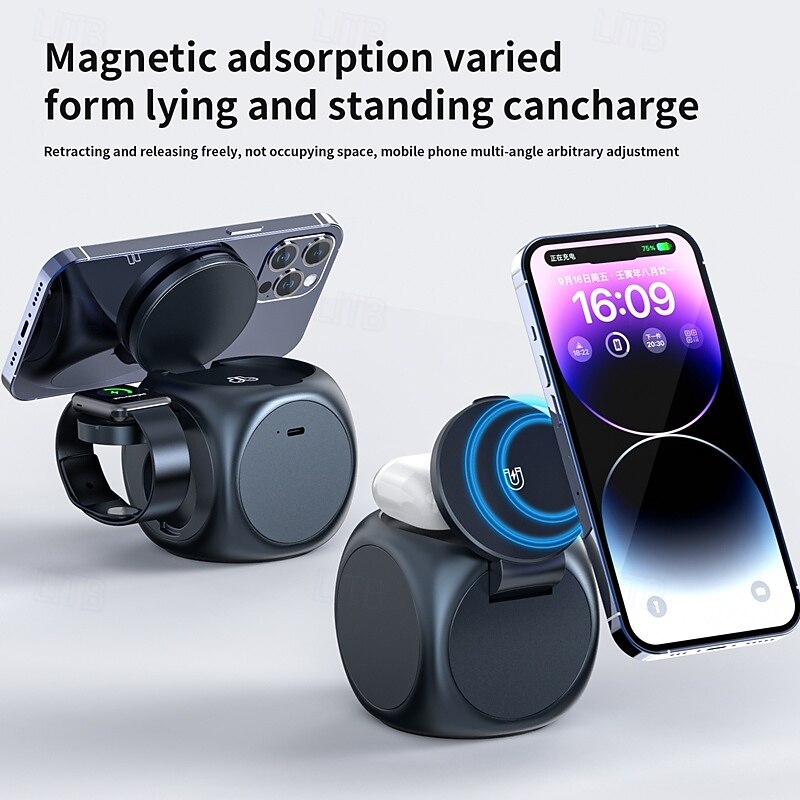 Wireless Charger Wireless Charging Station CE Certified Magnetic 3 in 1 For Smart Watch Compatible with any wireless charging enabled devices