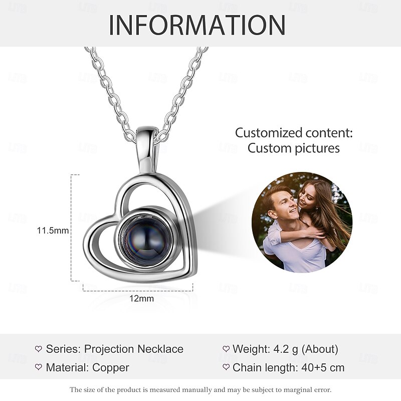 Personalized Projection Necklace Custom Best Gift for Mom for Women Heart-shaped Hollow Couple Theme Wedding Mother's Day Romantic Gifts for Girlfriend Wife Mom2