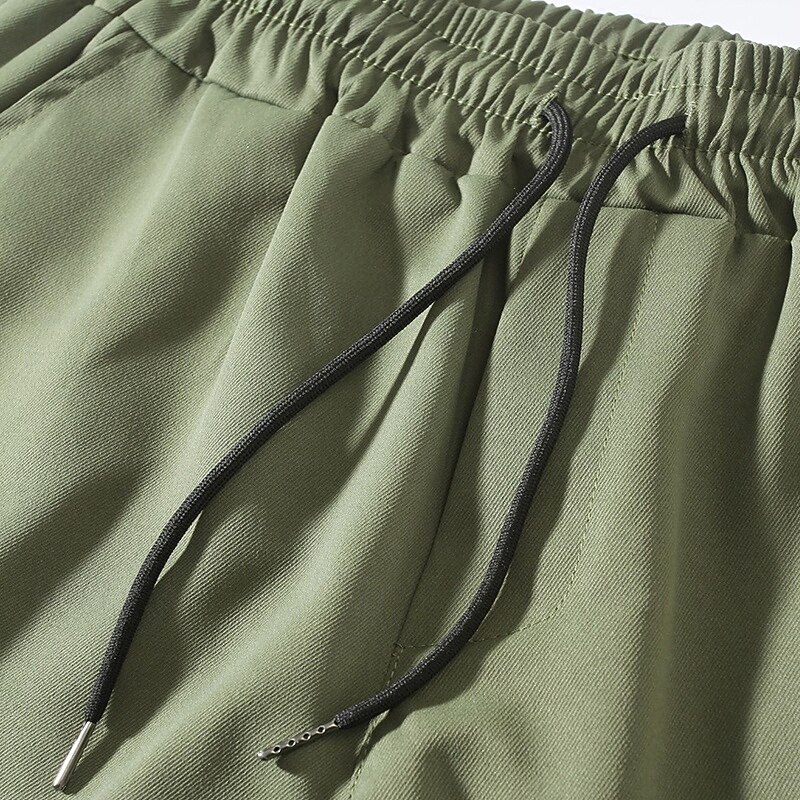 Men's Cargo Shorts Shorts Casual Shorts Drawstring Elastic Waist Multi Pocket Plain Comfort Soft Knee Length Sports Outdoor Daily Gym Fashion Streetwear Black Navy Blue Micro-elastic4