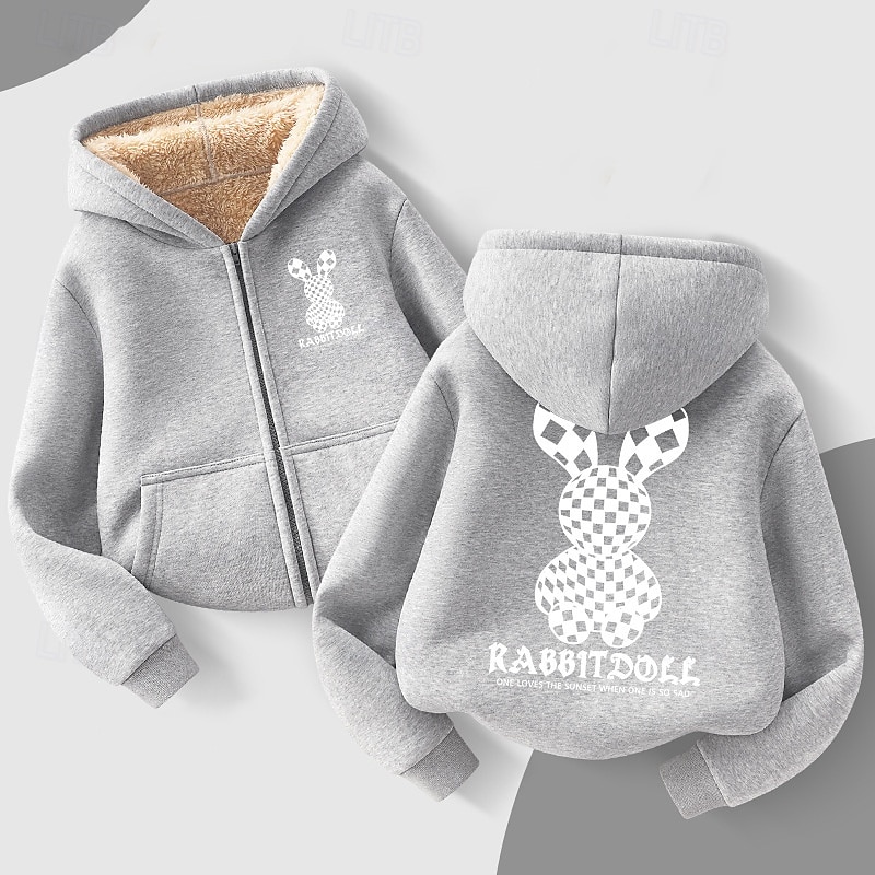 Kids Girls' Hoodie Graphic Long Sleeve Zipper Pocket Fall Winter Fashion Daily Polyester Outdoor Casual Tailored Fit4