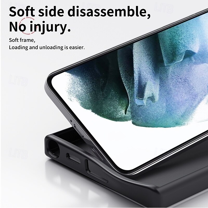 Phone Case For Samsung Galaxy S25 S24 Ultra Plus S23 Back Cover with Stand Holder Magnetic Support Wireless Charging Retro TPU PC4