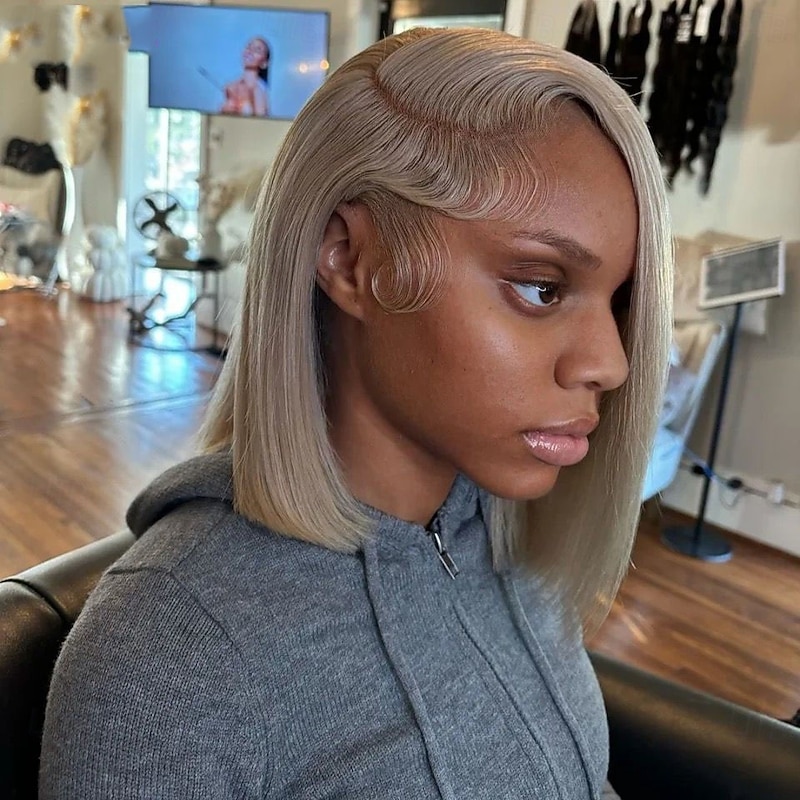 Remy Human Hair 5x5 Closure 13x4 Lace Front Wig Short Bob Brazilian Hair Wavy Blonde Wig 130% 150% Density with Baby Hair 100% Virgin Glueless Pre-Plucked For Women Long Human Hair Lace Wig2