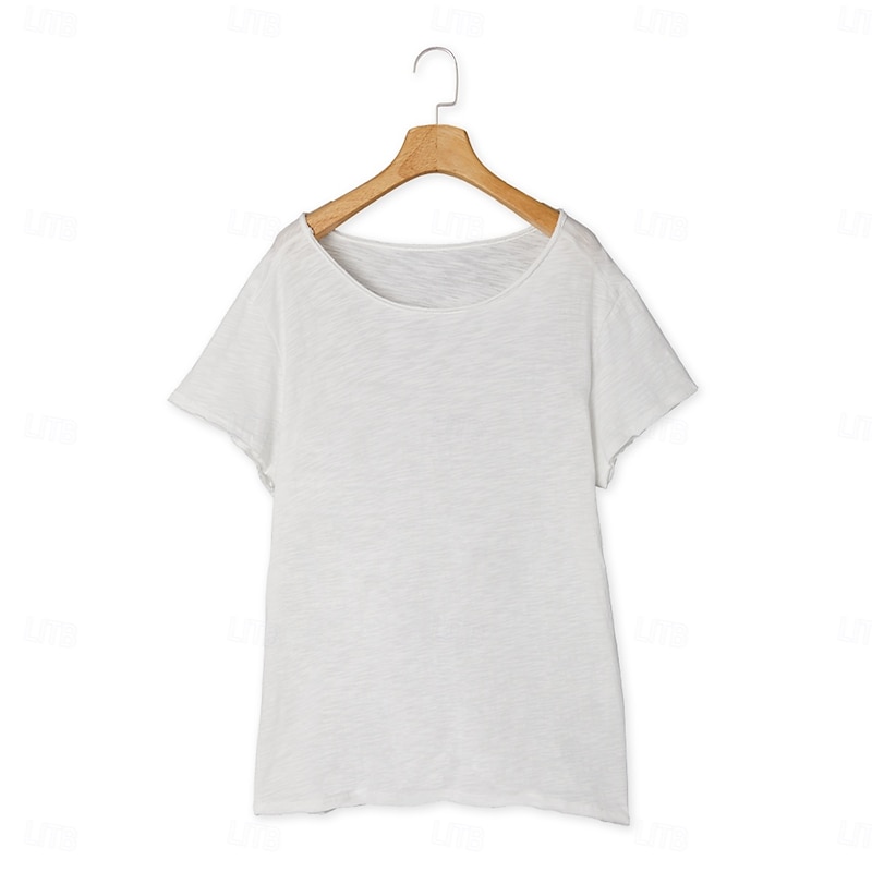 Men's T Shirt Casual Style Bamboo T-shirt Short Sleeve Crew Neck Spring & Summer All Seasons Plain Fashion Casual Comfortable 2 Piece 2 Pack Raw Edge Street Casual Holiday Blue / Green Black+Black4