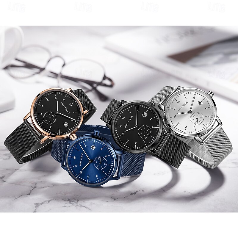 MINI FOCUS Men Quartz Watch Creative Fashion Casual Wristwatch Calendar Waterproof Decoration Steel Leather Watch4