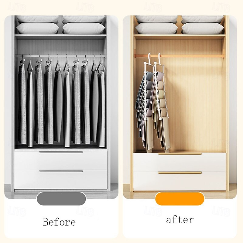Cloud Ladder Hanging Pants Rack, Multifunctional Multi-Layer Seamless Storage, Stainless Steel Pants Clip for Folding and Hanging4