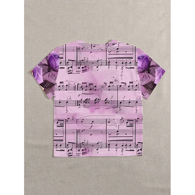 Women's T Shirt Floral Casual Short Sleeve Round Neck Regular Tops Daily Print Yellow Purple Summer3