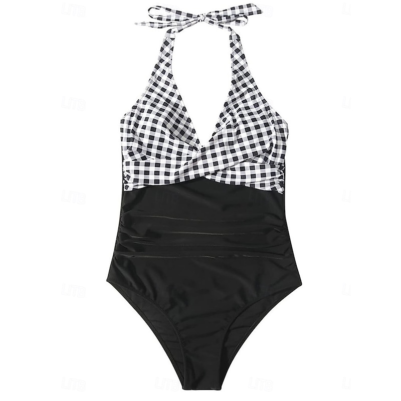 Women's Swimwear One Piece Swimsuit Backless Patchwork Fashion Beautiful Graphic V Wire Sleeveless Bathing Suits2