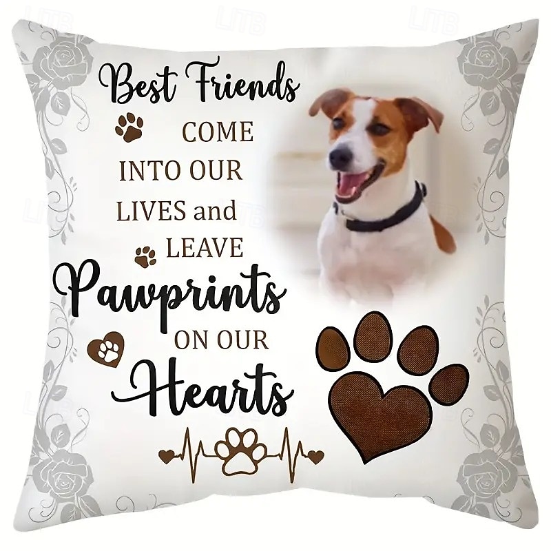Custom Pillow Cover Pet Photo Memorial Throw Pillow Sympathy Gift Personalized Memorial Gifts for Pet Lovers