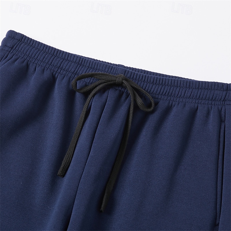 Men's Sweatpants Joggers Trousers Straight Leg Sweatpants Flared Sweatpants Drawstring Elastic Waist Zip Leg Plain Comfort Warm Full Length Outdoor Casual Daily Fashion Streetwear Black Blue 7