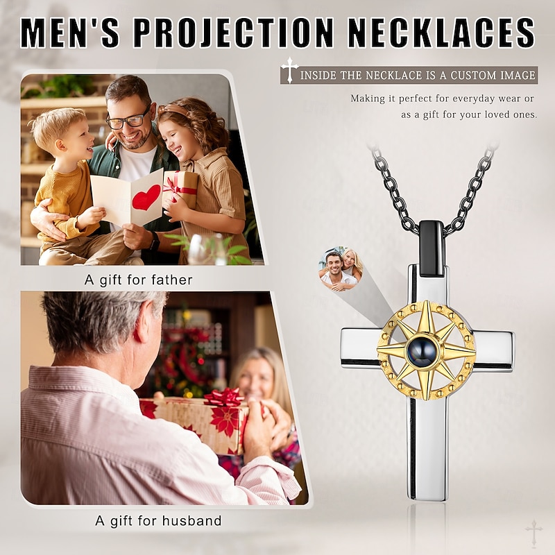 Personalized Photo Projection Necklace Custom Best Gift for Mom - Durable Copper Pendant with Projection Stone, Perfect Wedding Gift for Couples3