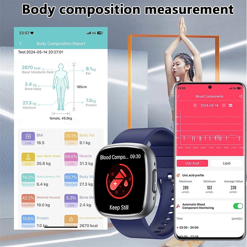 ET593 Smart Watch Blood Pressure Health Monitoring Bluetooth Calling SOS Men Women Sport Fitness Tracker Smartwatch4