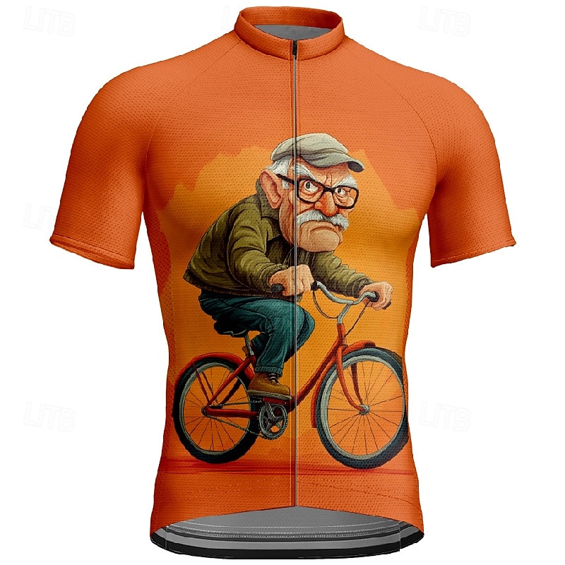 Men's Cycling Jersey Graphic Short Sleeve Bike Tee Tshirt Jersey with 3 Rear Pockets Mountain Bike MTB Quick Dry Anatomic Design Wicking Breathable Sports Red Burgundy Orange Clothing Apparel