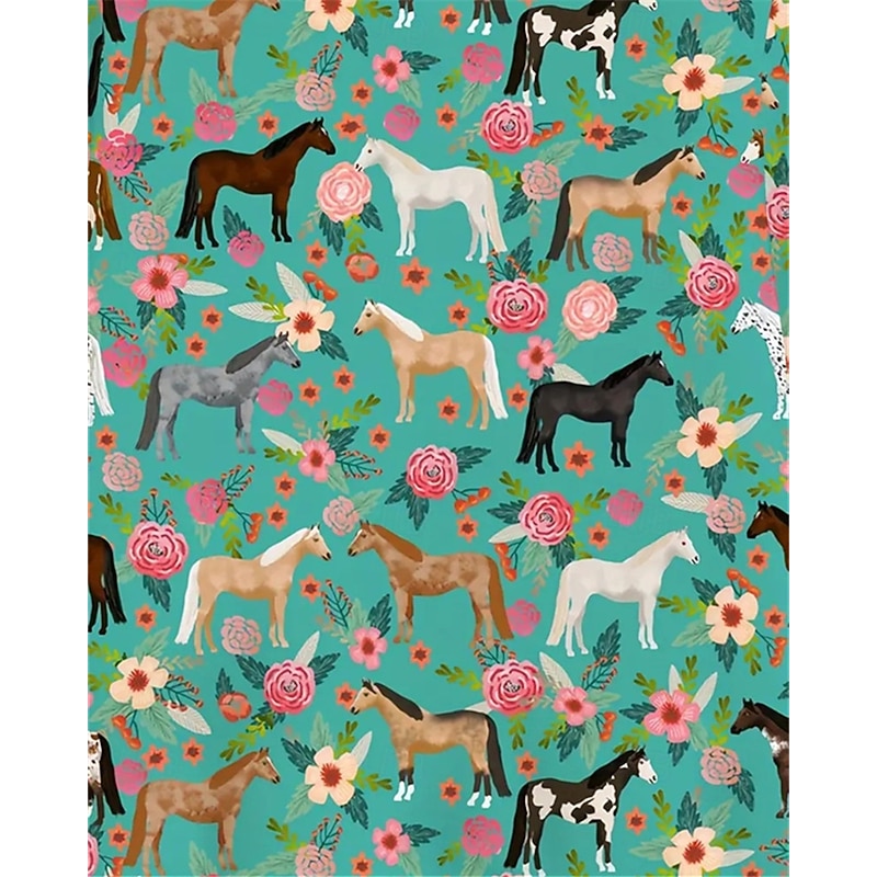 Girls' 3D Floral Graphic Horse Hoodie Long Sleeve Spring Fall Fashion Streetwear Kids 4-12 Years Hooded Outdoor Casual Daily Regular Fit4