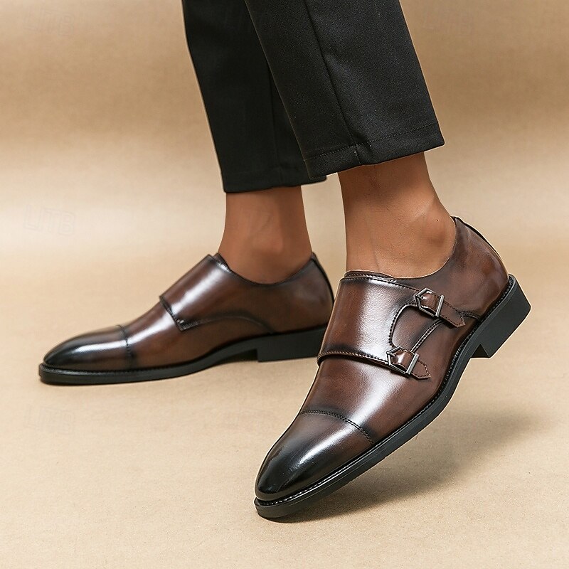 Men's Double Monk Strap Faux Leather Dress Shoes – Classic Formal Style, Comfortable Fit, Perfect for Business, Weddings and Special Events2
