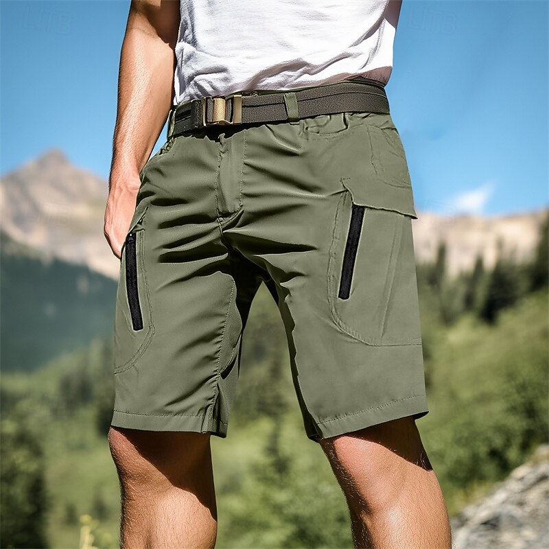 Men's Tactical Shorts Cargo Shorts Shorts Hiking Shorts Elastic Waist Zipper Pocket Plain Waterproof Quick Dry Outdoor Daily Camping & Hiking Sports Fashion Black Green3