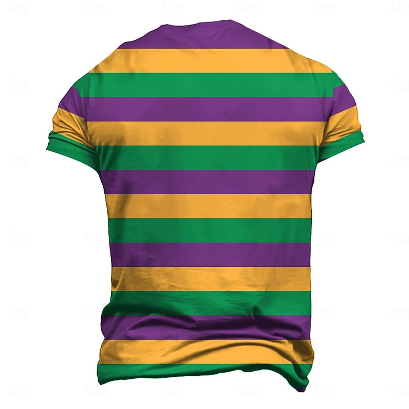 Mardi Gras Striped Men's Short Sleeve T-Shirt - Purple Green Gold2