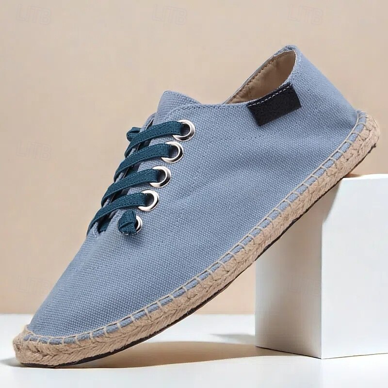 Men's Casual  Espadrille Sneakers, Lightweight Lace-Up Shoes with Jute Sole, Stylish Summer Footwear for Everyday Wear and Outdoor Activities2