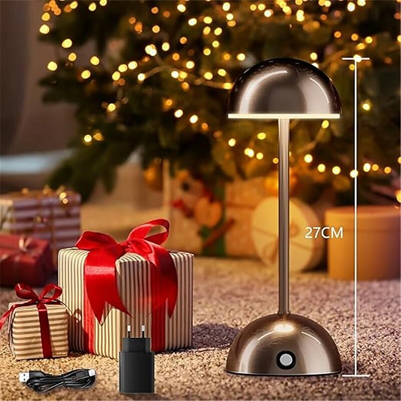 Retro Metal Desk Lamp - Wireless USB Charging Touch Bedside Light for Home Living Bedroom 1PC3