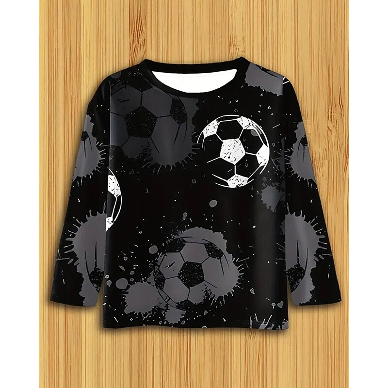 Boys' 3D Graphic Football T shirt Tee Long Sleeve Spring Fall Fashion Basic Kids 4-12 Years Crew Neck Outdoor Casual Daily Regular Fit2