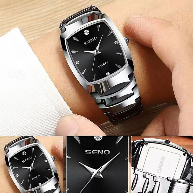 Retro Dial Men'S Business Watch Night Light Luxury Coffee Gold Square Watch Alloy Strap Quartz Watch Rhinestone2