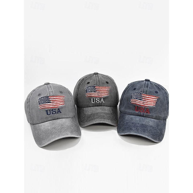 USA Flag Embroidered Baseball Cap, Vintage Washed Cotton Adjustable Hat for Men and Women, Perfect for Casual Wear, Outdoor Activities, and Patriotic Events3