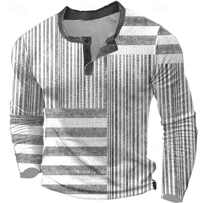 Men's Graphic Geometric Color Block Waffle Henley Shirt Casual Style Long Sleeve Fashion Designer Basic Outdoor Daily Spring &  Fall Blue Red Green Gray Henley Henley T-Shirt4