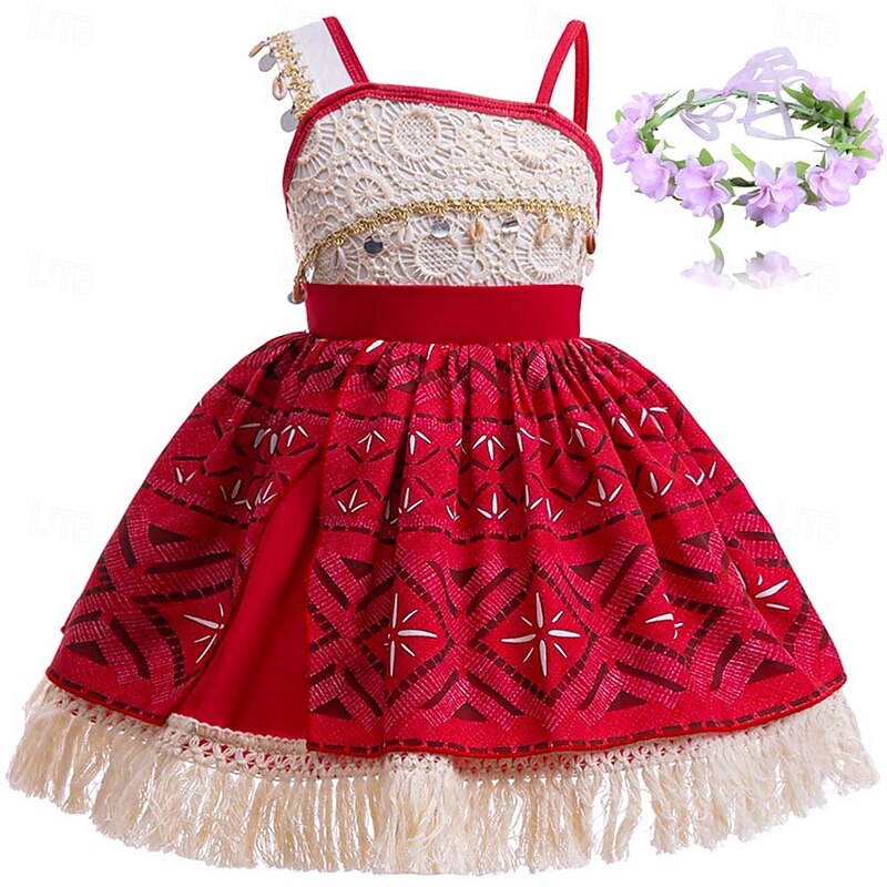 Moana Princess Moana Dress Costume Flower Crown Movie TV Theme Costumes Movie Cosplay for Girls' Kid's Carnival Children's Day World Book Day Party Birthday Beach2