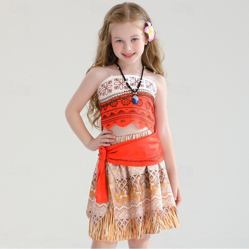 Moana Princess Moana Skirt Tube Top Movie TV Theme Costumes Movie Cosplay for Girls' Kid's Carnival Children's Day World Book Day Party Birthday Beach