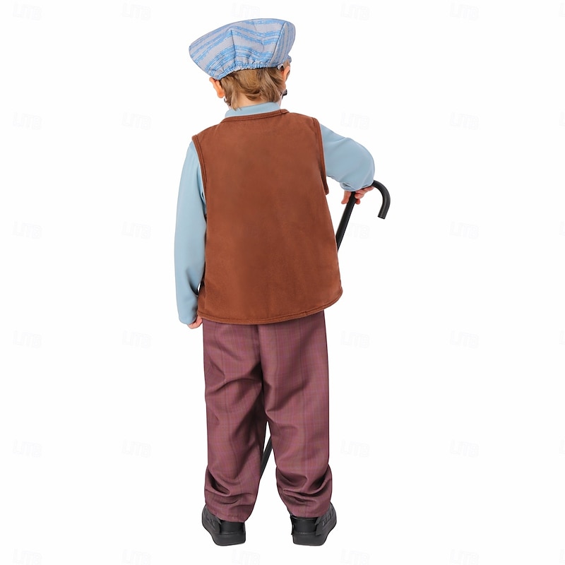 Old Man Halloween Outfits Costume Dress Up with Grandpa Funny Costume Kid's Boys' Halloween Carnival 100th Day of School Easy Halloween Costumes Dress Up2