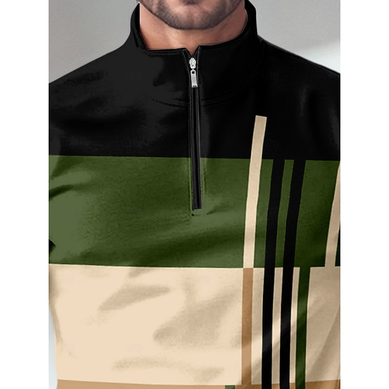 Men's Golf Polo Shirt Army Green Long Sleeve Top Golf Attire Clothes Outfits Wear Apparel4