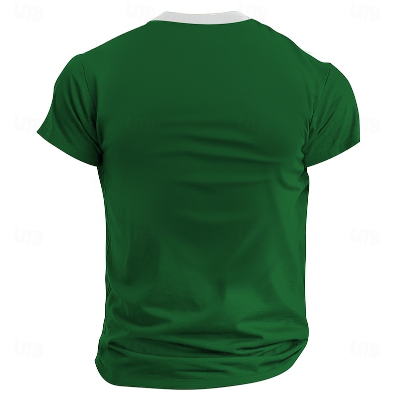 Men's St. Patrick Funny "LUCKY YOU" T Shirt Henley Shirt Short Sleeve Designer Retro Vintage Street Casual Daily Summer Spring Black Gray Green Henley Henley T-Shirt4