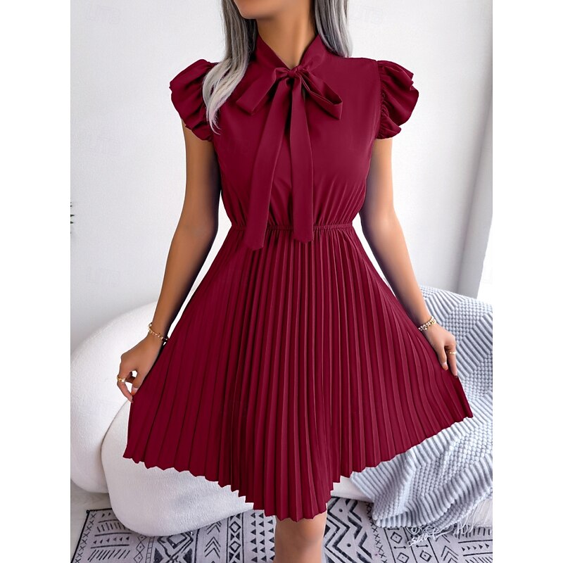 Women's Mini Dress Casual Dress A Line Dress Stylish Basic Casual Vacation Daily Regular Fit Plain Sleeveless Stand Collar Black Wine Summer Spring3