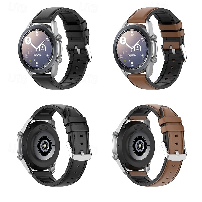 Watch Band for Samsung Galaxy Watch 7/6/5/4 40/44mm, Galaxy Watch 5 Pro 45mm, Galaxy Watch 6/4 Classic 42/46/43/47mm, Watch 3, Active 2, Gear S3 S2 Silicone PU Leather Replacement  Strap Adjustable