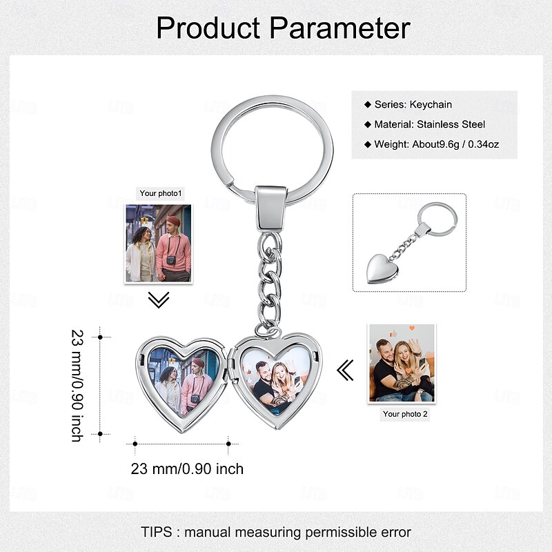 Personalized Photo Keychain Custom Best Gift for Mom – Custom Wedding Gift for Couple, Silver Heart Pendant, Perfect for Christmas, Weddings, Mother's Day, Lovers3