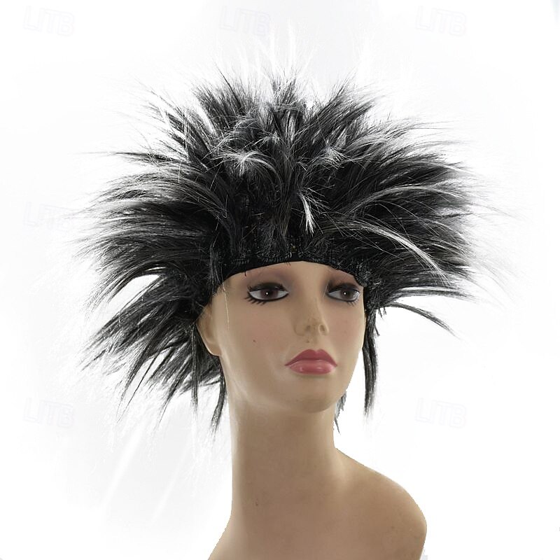 Synthetic Wig Curly Middle Part Wig Short Black Yellow Pink Red Blue Synthetic Hair Men's Pink Red Black For Carnival