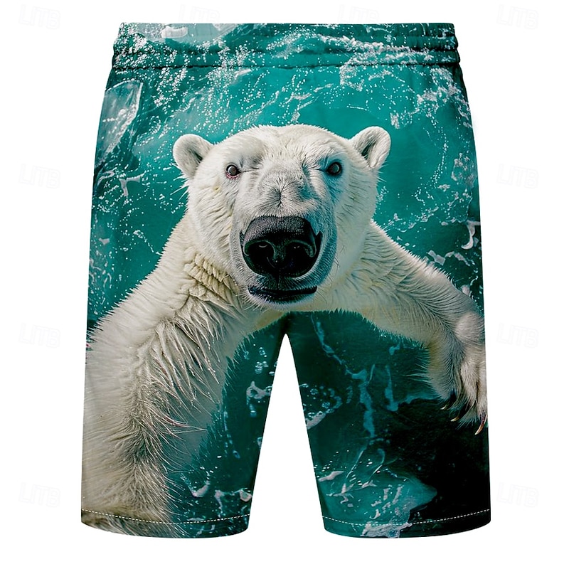 Men's Animal Bear Funny Swim Shorts Board Shorts Swimming Trunks Mid Waist Streetwear Hawaiian Casual Daily Holiday Pocket Drawstring Elastic Waist Designer Clothing Apparel3