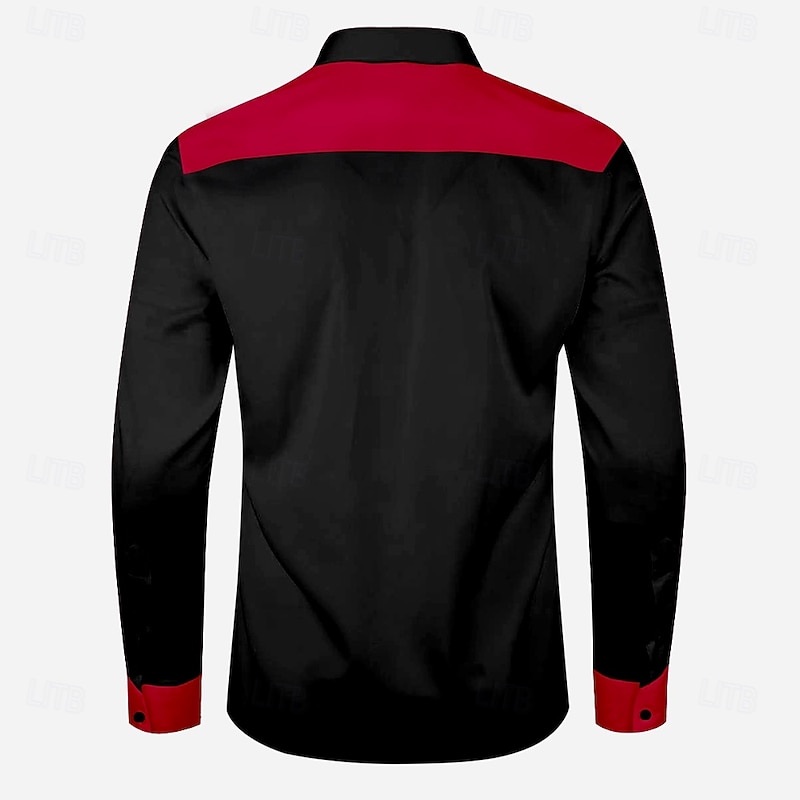 Men's Floral Western Shirt Cowboy Shirt Long Sleeve Western Style Casual Spring Fall Turndown Button Up Black2