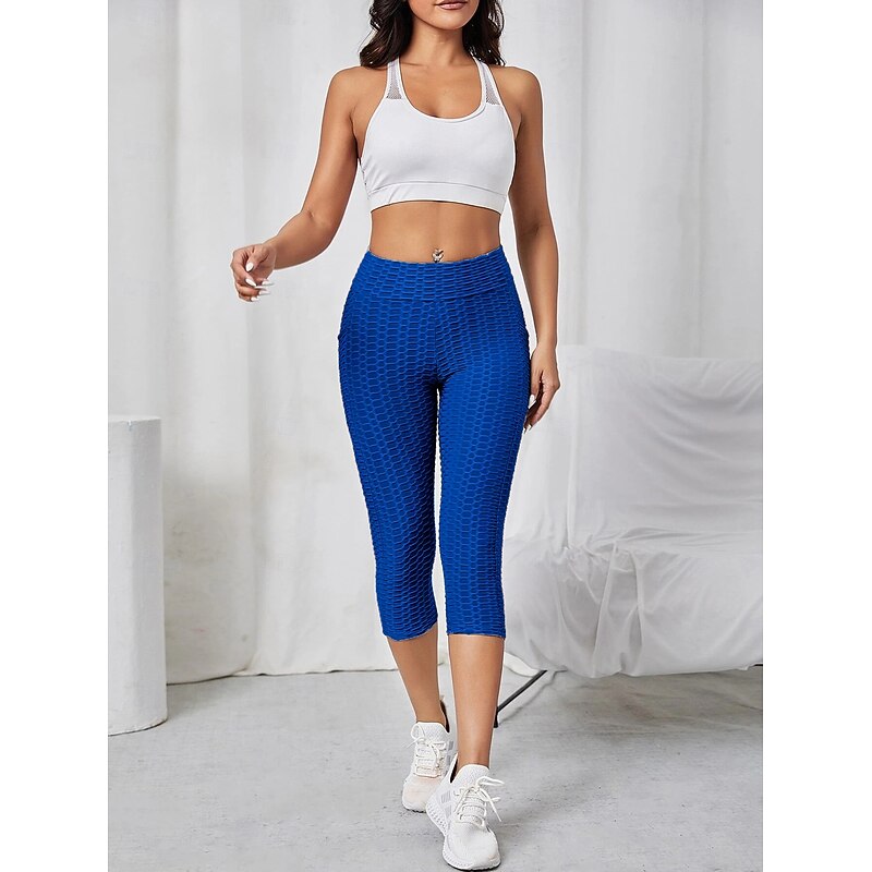 Women's Yoga Pants Yoga Leggings Pocket Basic Butt Lift Tummy Control High Waist Pilates Gym Workout Workout Tights Capri Leggings Fashion Black Pink Red Fall Winter Sports Activewear Stretchy Slim