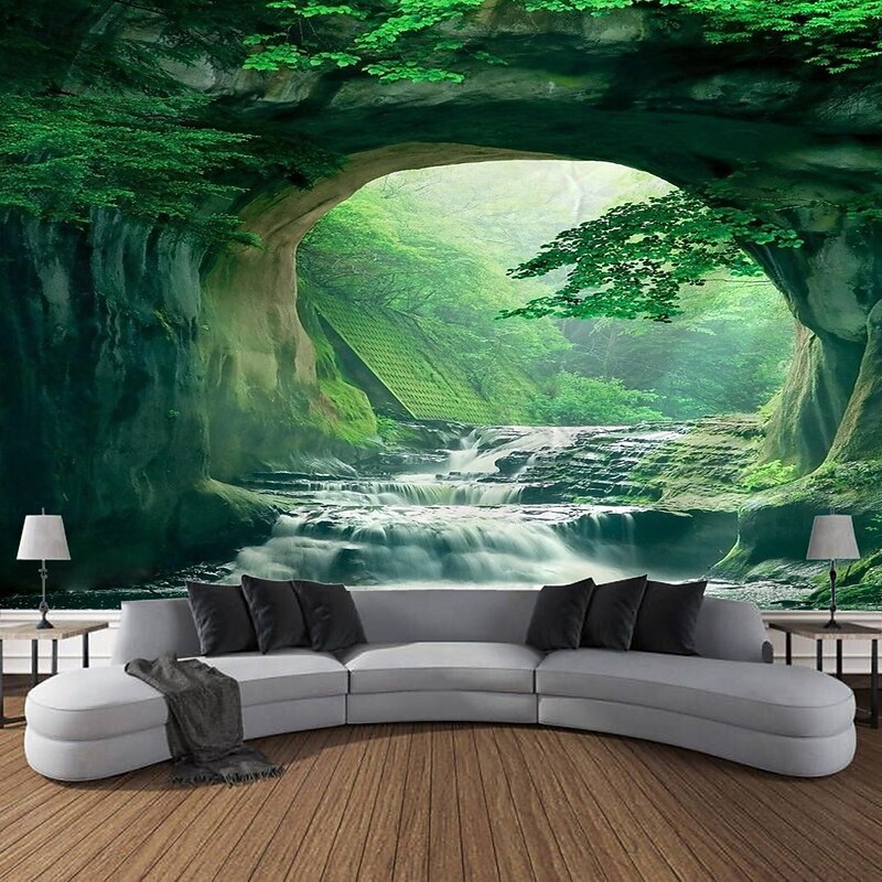 Nature Waterfall Hanging Tapestry Wall Art Large Tapestry Mural Decor Photograph Backdrop Blanket Curtain Home Bedroom Living Room Decoration2
